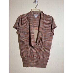 Fashion Avenue Metallic Knit Blouse Scoop Business Casual Sparkle Y2K Sweater XL